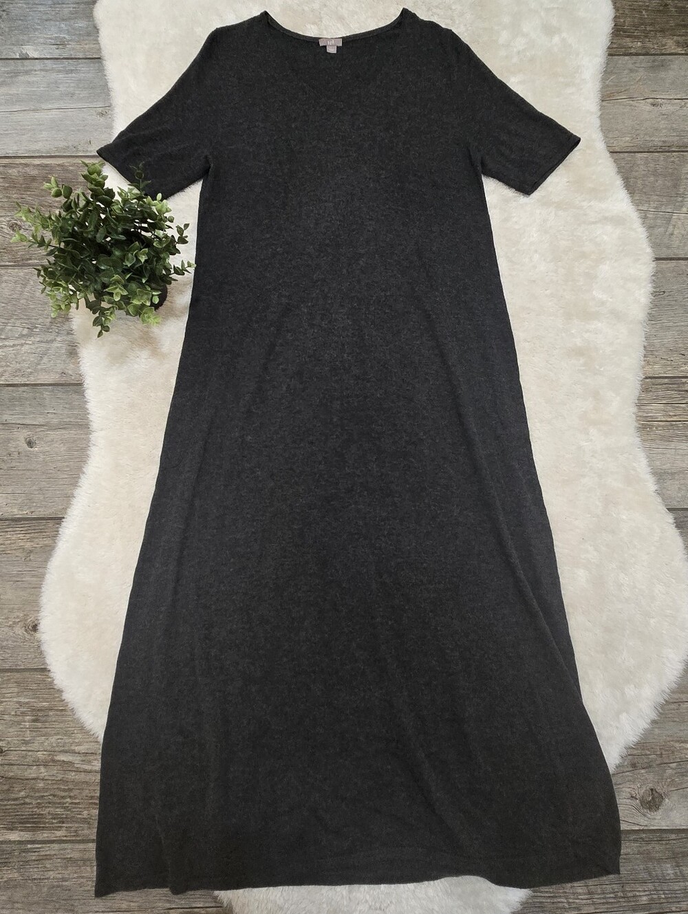 J. Jill Gray Wool-Blend V-Neck Relaxed Lagenlook Maxi Dress, Size Large - Picture 1 of 7